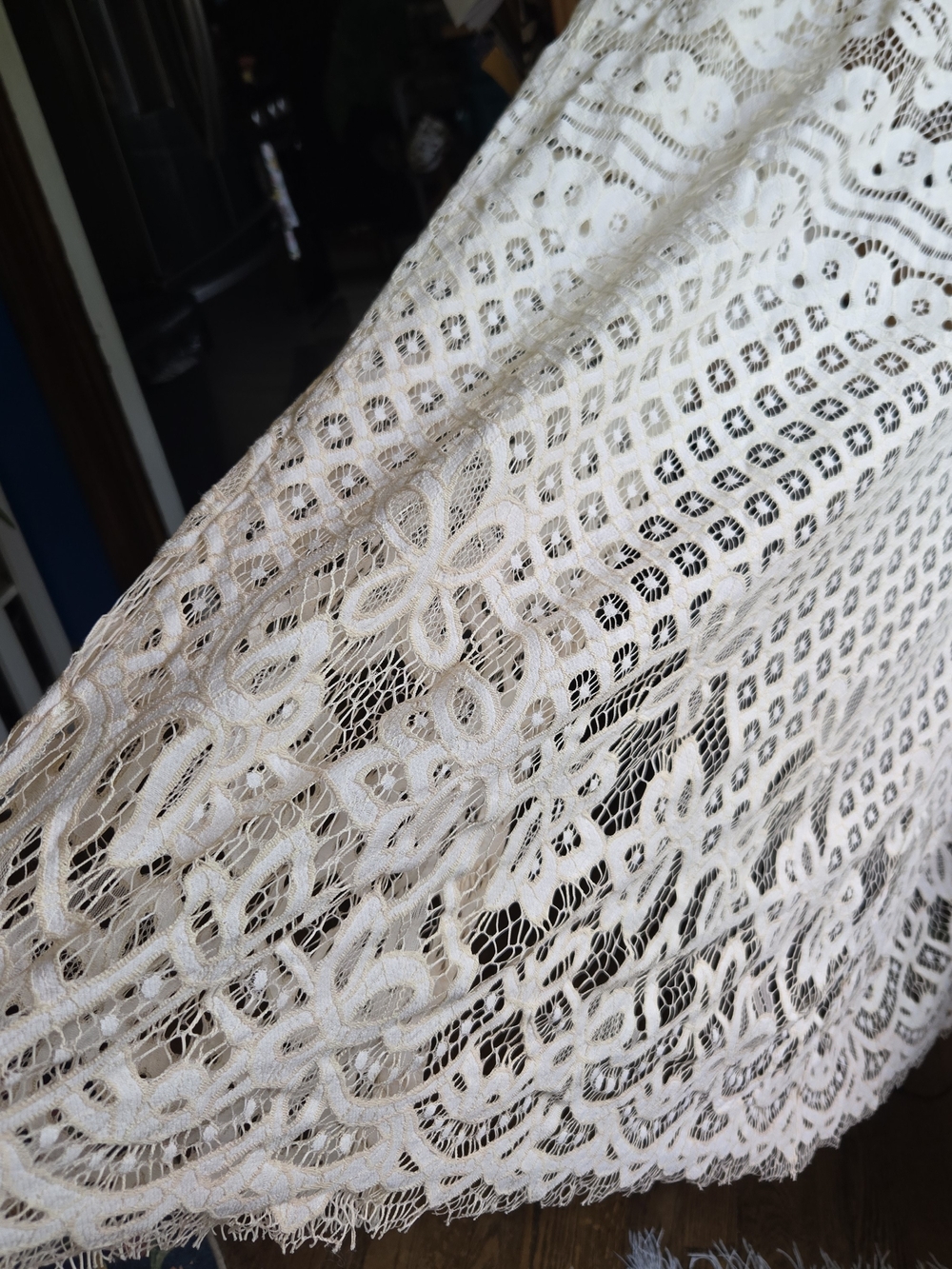 Ivory Crochet Lace Kimono With Ombre Hem - Picture 5 of 7